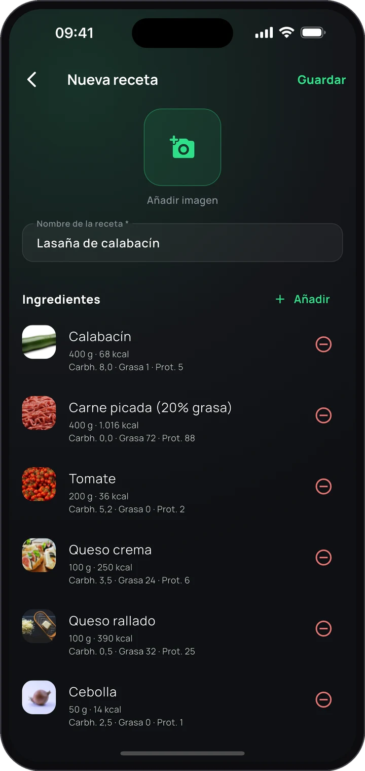 Importación de recetas con IA de la app Keto: receta con lista de ingredientes, creada a partir de una captura de pantalla