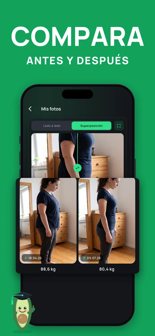Captura de pantalla: compara fotos de antes y después