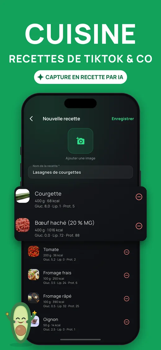 Capture d'écran : importer des recettes de TikTok et Cie par IA
